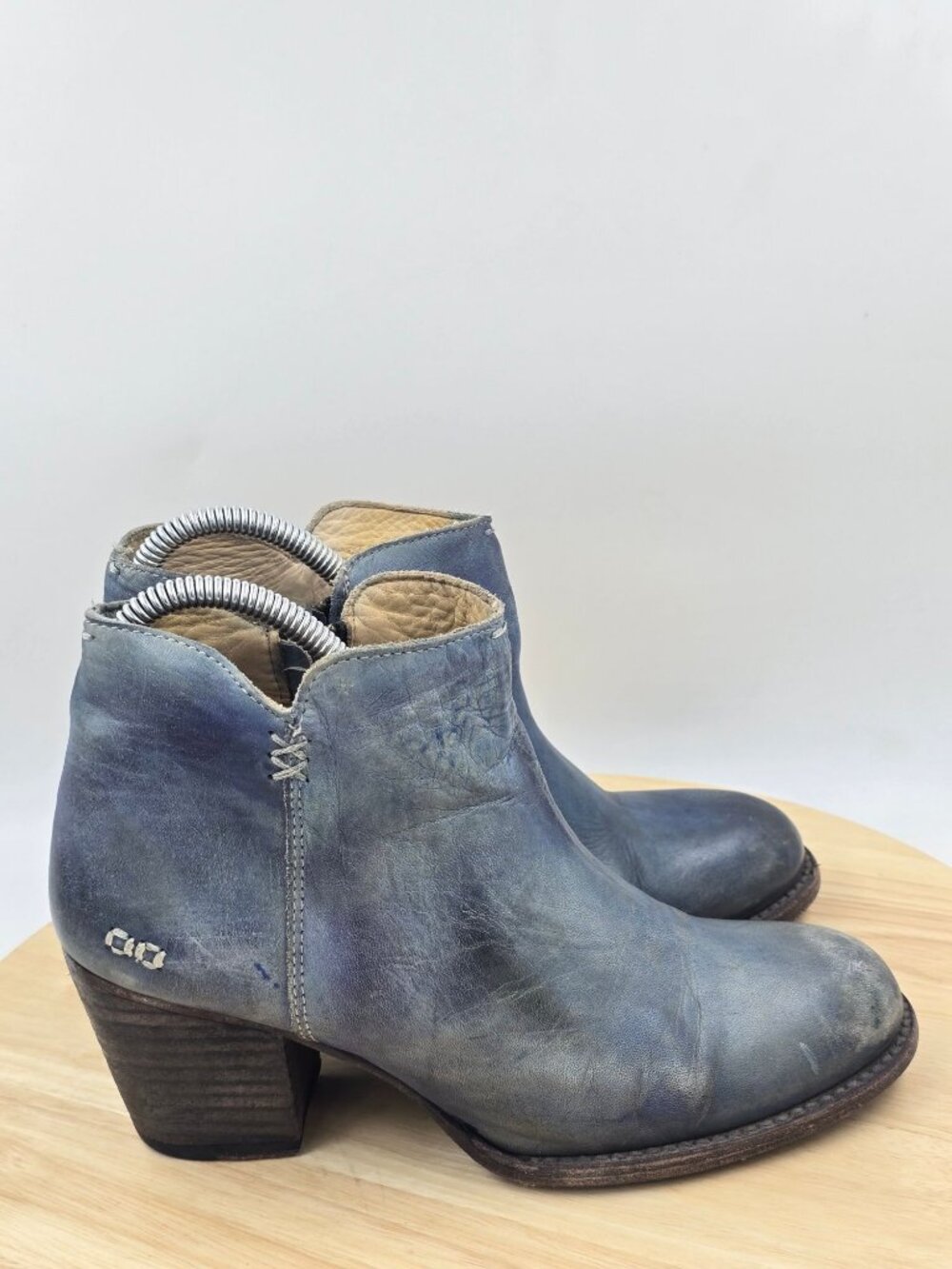 Bed Stu Blue Leather Ankle Booties